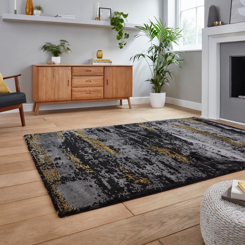 Craft 19788 Abstract Rugs Black Gold